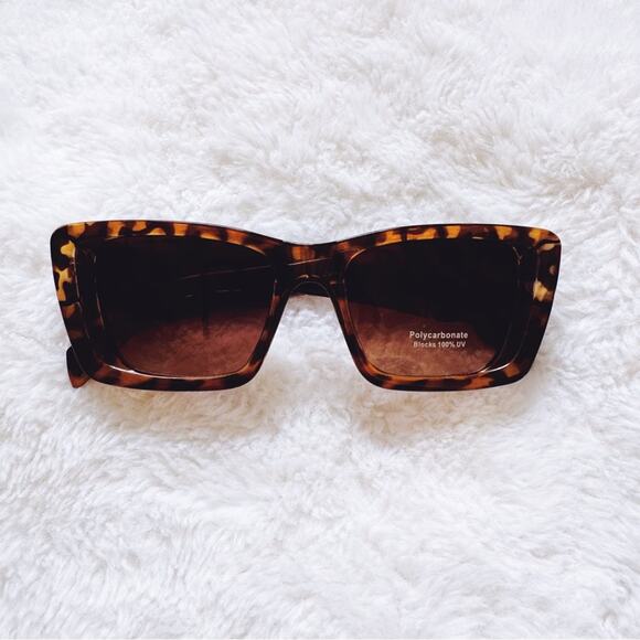 Lily Tortoise Brown Rectangular Sunglasses - Picture 1 of 10
